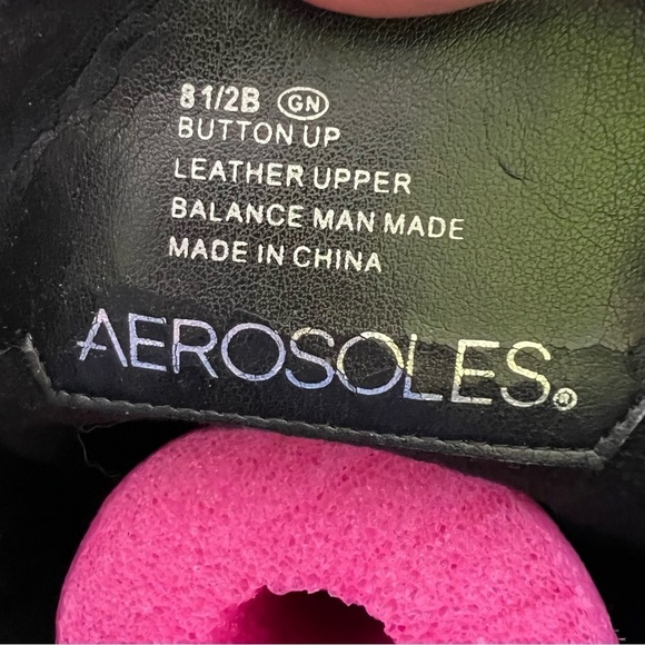 Aerosoles Comfort Button Black Leather Square Toe High Heel Side Zip Boots 8.5 - Picture 9 of 13
